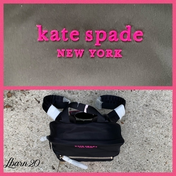 Kate Spade Cheshire Cat Disney X Black Nylon BackPack Alice in Wonderland Bag - Picture 4 of 14